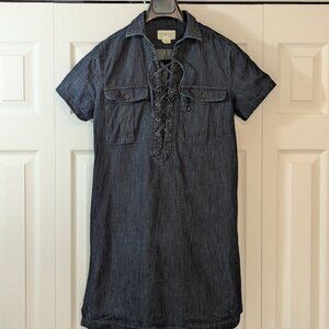 Denim & Supply Ralph Lauren Women Lace Up Denim Shirt Dress (tunic) Short Sleeve
